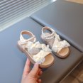 thumbnail image 4 of Girls Sandals Fashion Bow Summer Flat Shoes Comfortable Soft Sole Beach Shoes Casual Open Toe Dress Shoes White 8.5 Toddler, 4 of 6
