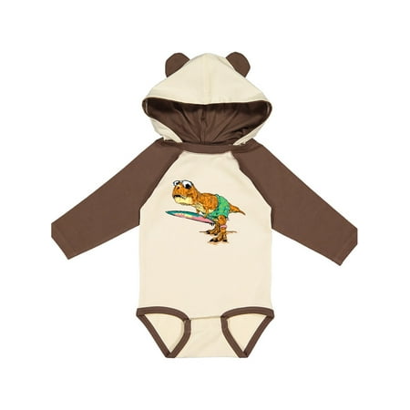 

Inktastic Tyrannosaurus Rex with Surf Board Gift Baby Boy or Baby Girl Long Sleeve Bodysuit