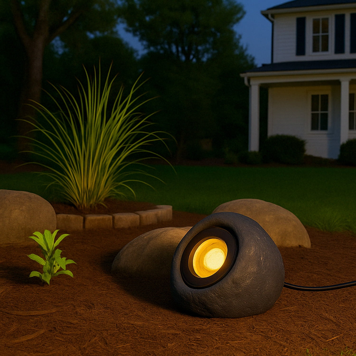 6 Pack 5CCT LED Outdoor Spotlight, 12-24V AC/DC, 5W Low Voltage Outdoor Landscape Spotlights for Garden & Yard, Round Stone Light, IP65 Weatherproof, Dark Gray