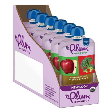 Plum Organics Stage 2 Organic Baby Food, Apple & Broccoli, 4 Ounce Pouch (Pack of 6)