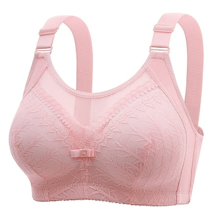 YHGFVOKJ Bras for Women Full Coverage Stretch Comfort Large Gathering Thin Racerback Bra with Support Underarm-smoothing Sexy Underwear Full Coverage Bras for Women Pink 42
