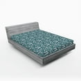 thumbnail image 2 of Ambesonne Ocean Fitted Sheet, Minimalist Wave Pattern Retro, Queen Size, Almond Green and Eggshell, 2 of 5