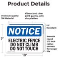 thumbnail image 2 of (2 Pack) Electric Fence Do Not Climb Do Not Touch OSHA Notice Sign, 2 of 7