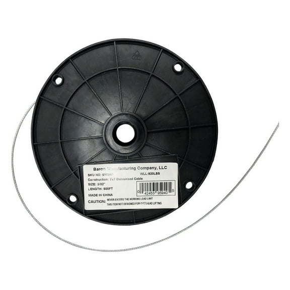 Baron Zinc Plated Galvanized Steel 0.09375 in. D X 500 ft. L Cable