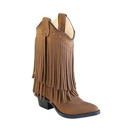 Children's Old West Narrow J Toe Boot with Fringe -