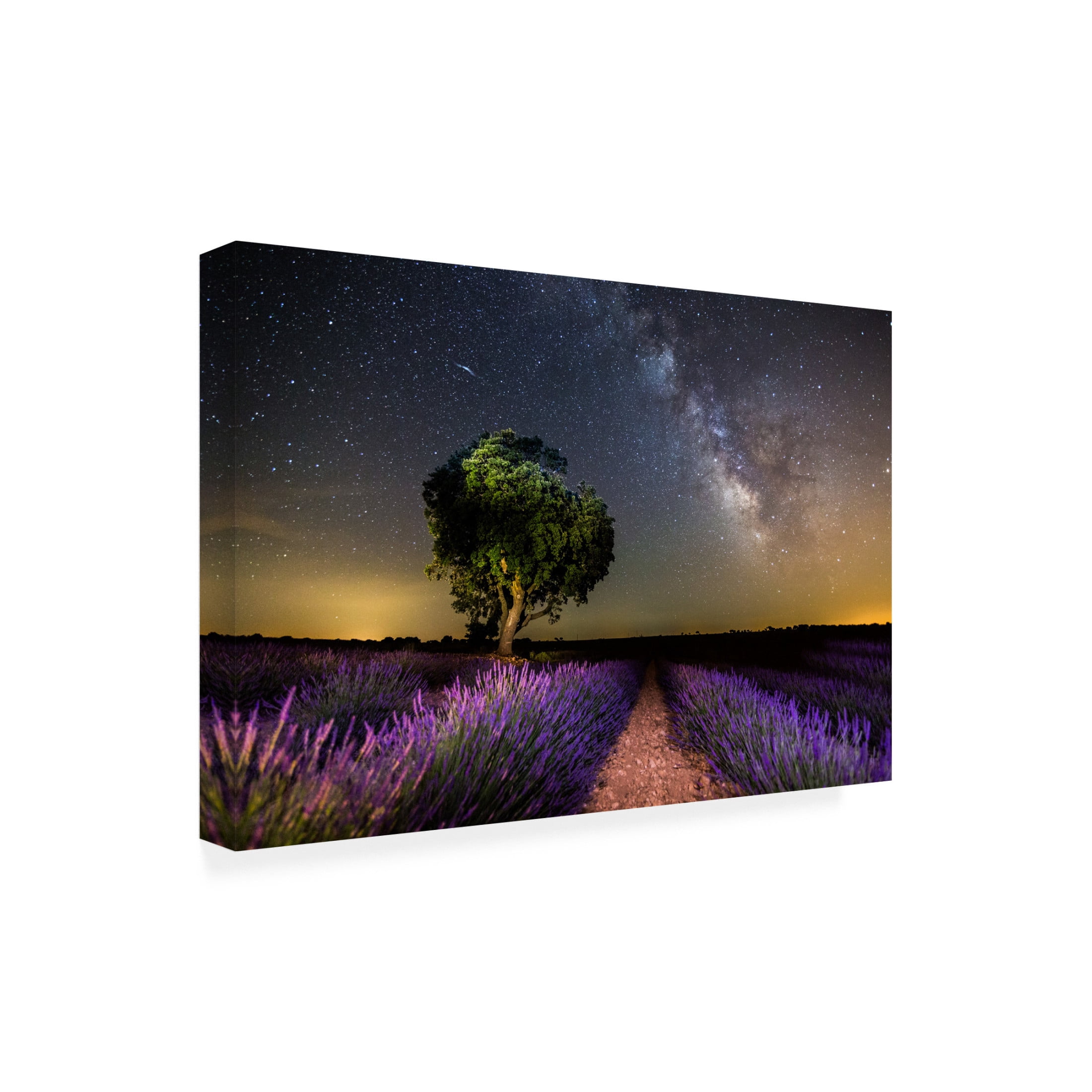 Canvas Wall Art - Adrian Nunez 'Night Landscape Of Brihuega,Spain ' Wall Art for Living Room, Bedroom, or Office D?cor by Trademark Fine Art - 47 x 30 Inches
