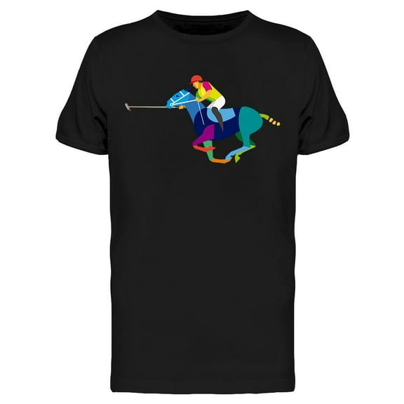 Colorful Polo Player Design T-Shirt Men -Image by Shutterstock, Male Large