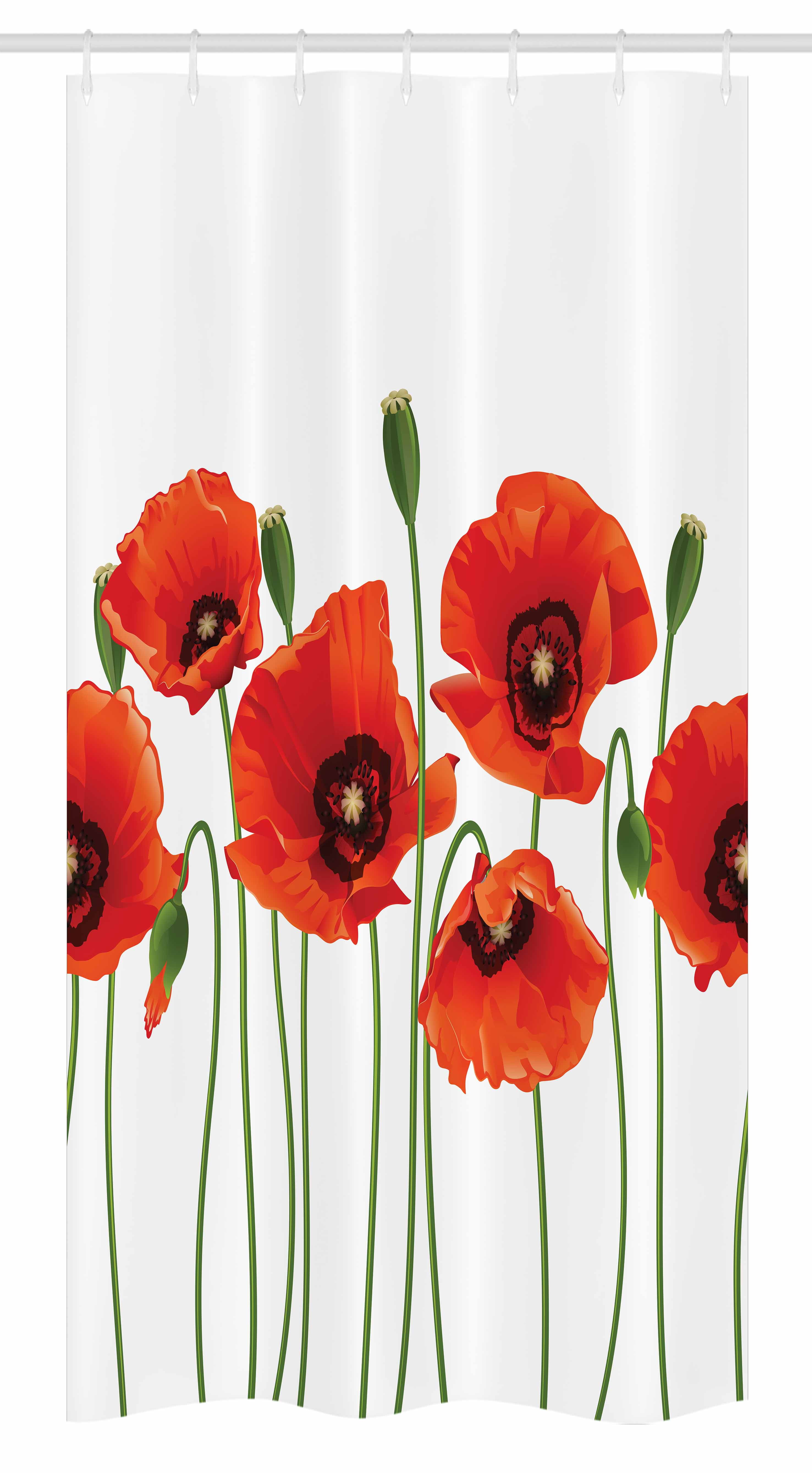 Floral Stall Shower Curtain, Poppies of Spring Season Pastoral Flowers