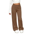 thumbnail image 5 of Besolor Yoga Pants for Girls Elastic High Waist Wide Leg Sweatpants Casual Loose Thin Teen Kids Loungewear Workout Trousers(12-13 Years,Coffee), 5 of 7