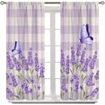 thumbnail image 6 of Lavender Floral Curtains, Lavender Flower Purple Window Treatments for Living Room Girls Woman Room Decor, Luxurious Elegant Purple Drapes 2 Panels, 55x63 Inch, 6 of 6