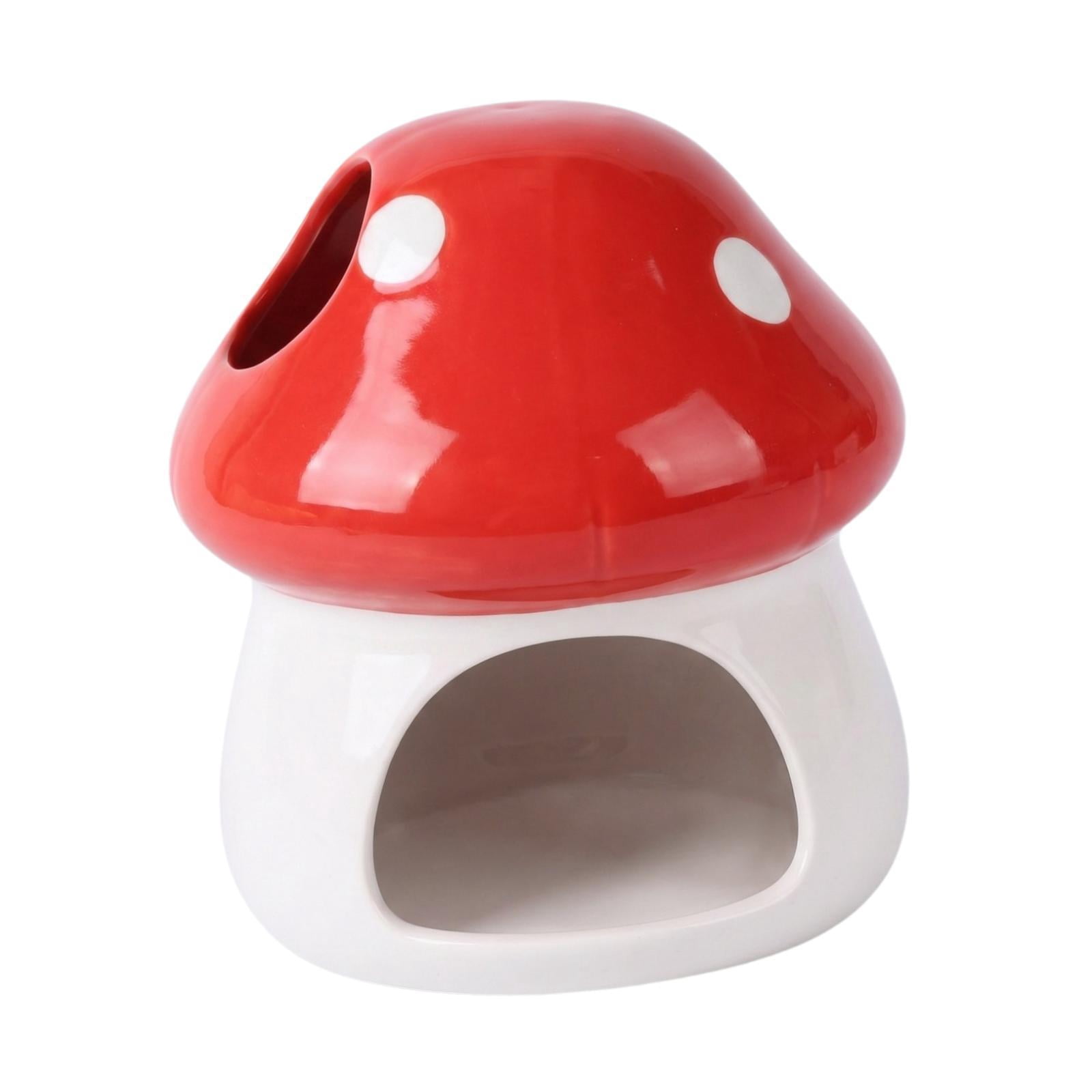 Dualoai Ceramic Hamster House Cute Guinea Pig Hideout for Rats Dwarf Hamster Gerbils Red