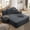 Dark Grey, variant on 48.5'' Oversized Chaise Lounge Indoor, Convertible Boneless Couch, Plush Corduroy Daybed with 3 Pillows, Side Pocket, Upholstered Small Full Size Sofa Bed for Living Room, Balcony, Black
