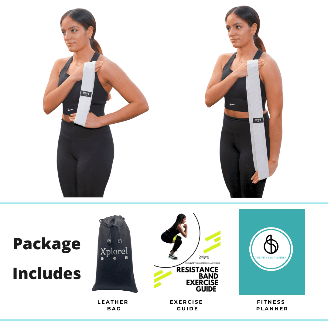 Xplorel Resistance Bands w/ Carry Bag, Exercise Bag, & Fitness Planner, 5 Pack