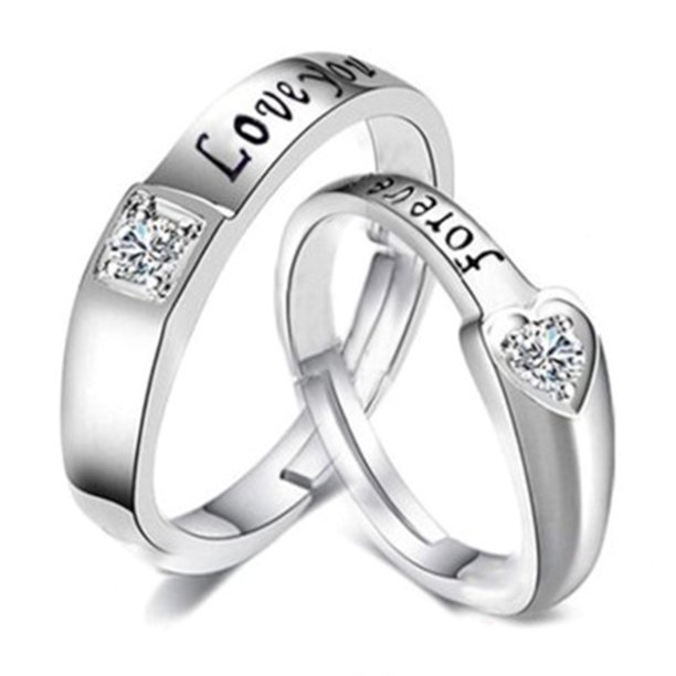 Worallymy hombres mujeres parejas anillos boda fiesta cristal letras brazalete anillo amor joyería a juego 2 unids/set Worallymy JD720015880