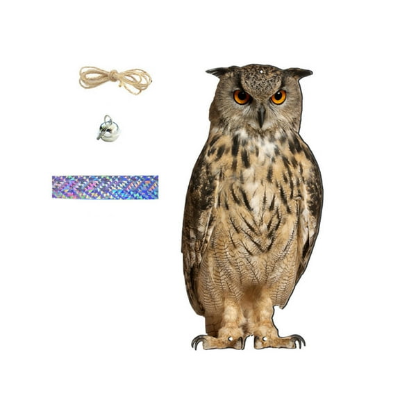 Aodebiao Fake Owl Decoys to Scare Birds Away, Head Plastic Owl Bird Deterrents, Height Bird Scarecrow Nature Enemy Horned Pest Repellent for Outdoor Garden Yard