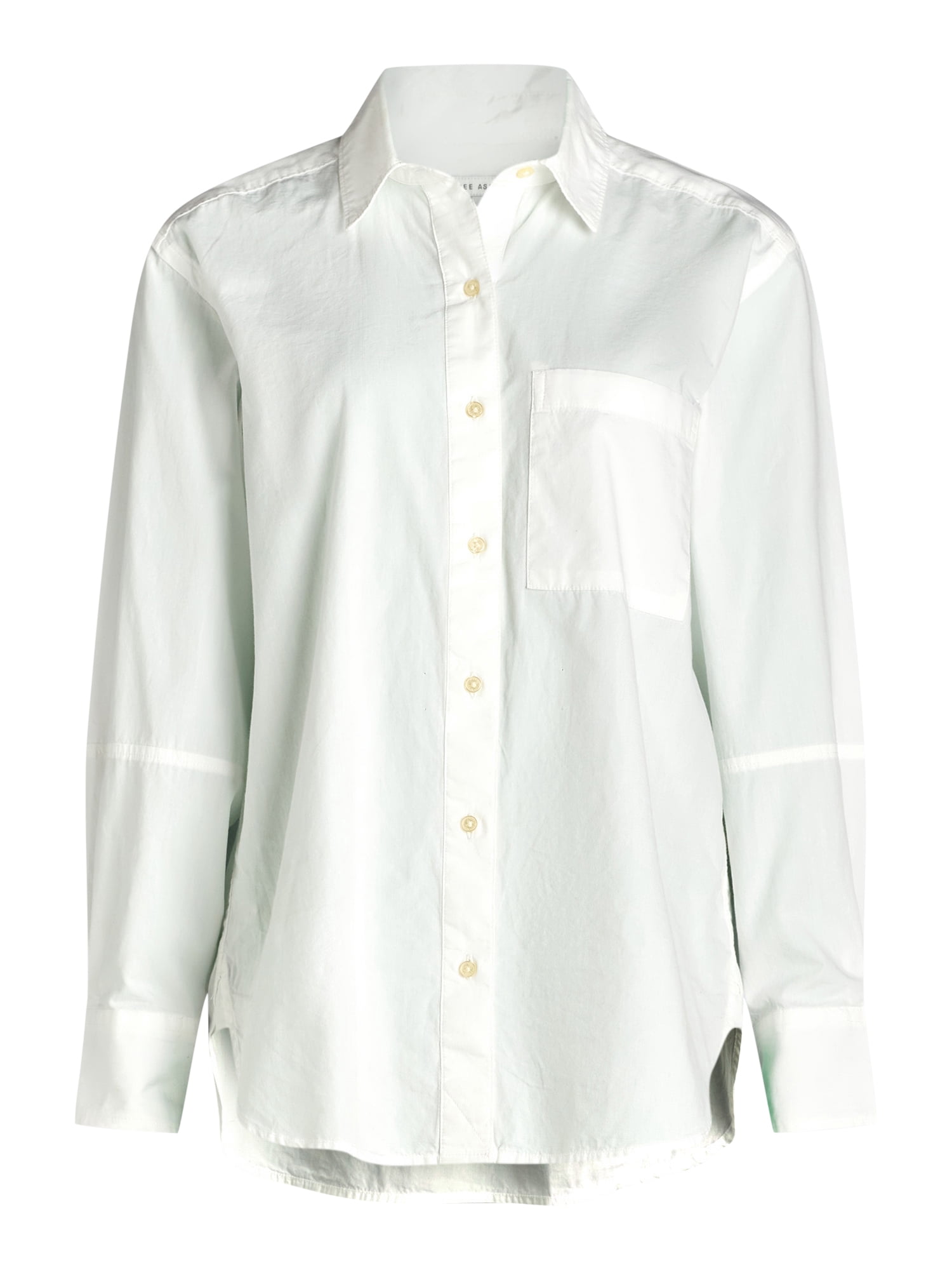 Free Assembly Women’s and Women's Plus Button Front Boxy Cotton Tunic Shirt with Long Sleeves, Sizes XS-4X