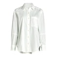 thumbnail image 5 of Free Assembly Women’s and Women's Plus Button Front Boxy Cotton Tunic Shirt with Long Sleeves, Sizes XS-4X, 5 of 6