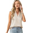 thumbnail image 3 of Womens Summer Sleeveless Silk Satin V Neck Business Casual Tank Tops apricot XXL, 3 of 7
