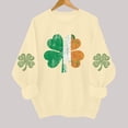 thumbnail image 2 of Moxiu Women's St Patrick'S Day Shirt Lucky Clover Irish Shamrock Pullover Crewneck Graphic Shirts Tops Long Sleeve Sweatshirt Khaki,S, 2 of 7