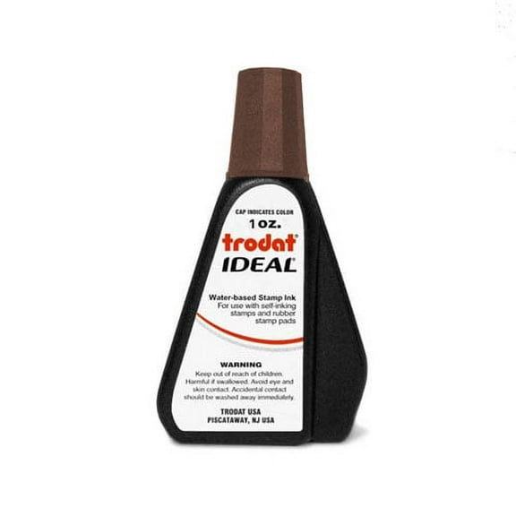 Brown Self-Inking Stamp Ink, Trodat 1oz Drip Spout Bottle