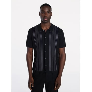 George Men’s Cotton Button Front Polo Sweater with Short Sleeves, Sizes S-3XL