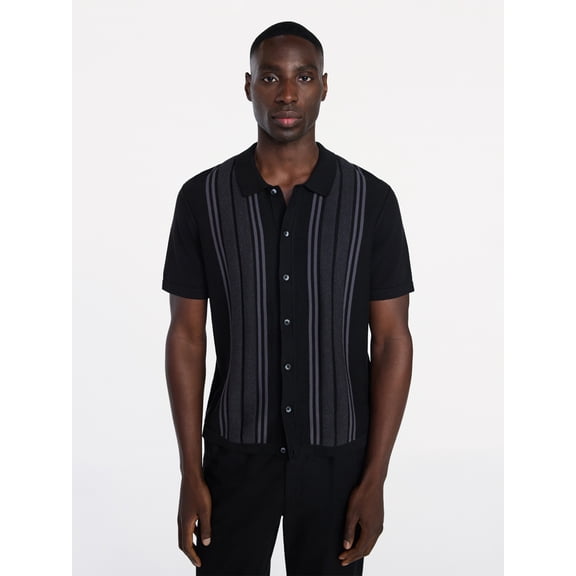 George Men’s Cotton Button Front Polo Sweater with Short Sleeves, Sizes S-3XL