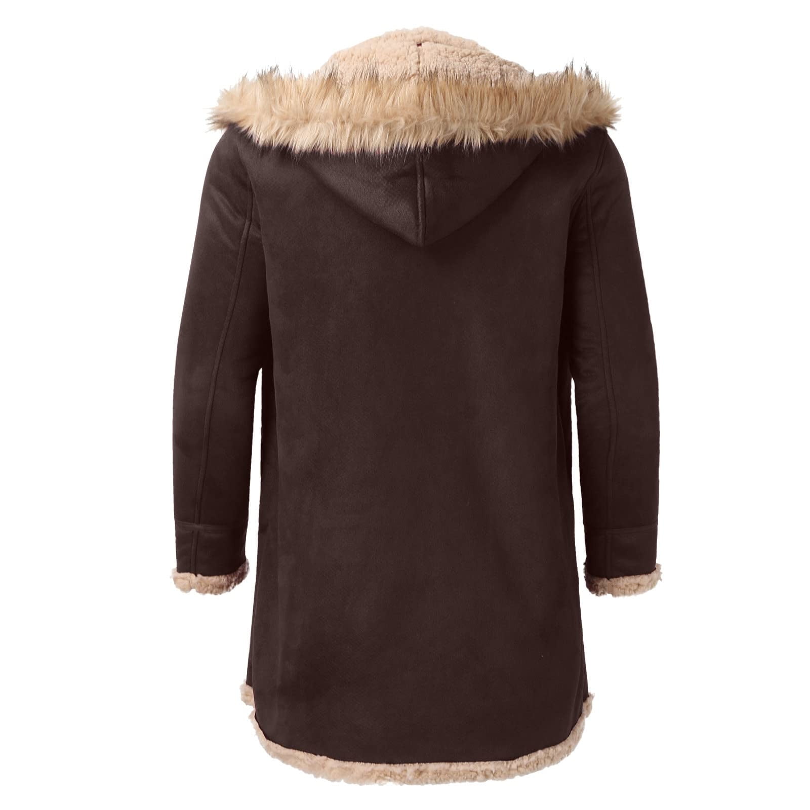 Xysaqa Men's Warm Winter Coat, Men Hooded Thicken Sherpas Lined Jacket Fleeces Parkas Waterproof Jacket with Pockets S-5XL（Available in Big & Tall)