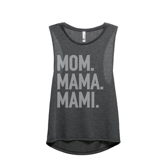 Mom Mama Mami Women's Fashion Sleeveless Muscle Workout Yoga Tank Top Charcoal Grey 2X-Large