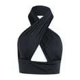 thumbnail image 2 of Women Summer Halter Vest Hollow Out Cross Strap Hanging Neck Backless Crop Tops Solid Color Bandage Slim Tank T-Shirt, 2 of 6
