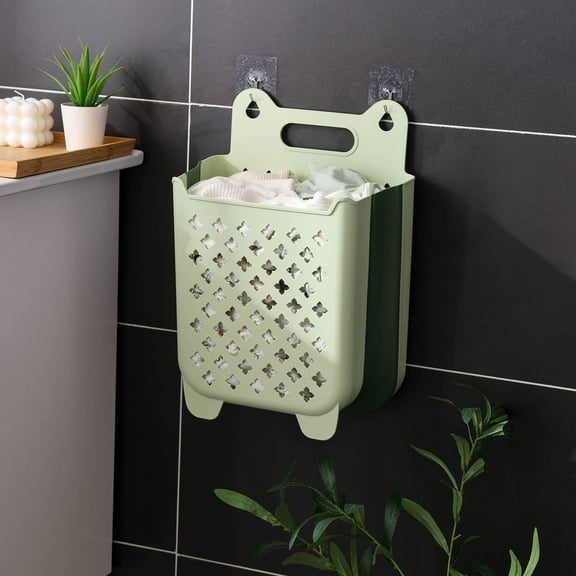 Foldable Wall Mount Laundry Basket | Large Capacity Folding Dirty Clothes Storage Bin | Multipurpose Organizer for Bathroom, Closet & Kids Toys | Portable Household Hamper in White, Green, Blue
