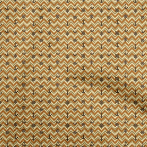 oneOone Polyester Spandex Mustard Yellow Fabric Nautical Fabric For Sewing Printed Craft Fabric By The Yard 56 Inch Wide