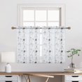 thumbnail image 2 of Sheer Valance Curtain, Floral Embroidered Pom Design Kitchen Window Treatment Voile Window Valances Rod Pocket, Semi Sheer Bathroom Curtain Windows, 26"W×24"L , 2 Panels,Brown, 2 of 7