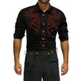 thumbnail image 5 of XIAOCHA Men's Embroidered Button Down Shirt Long Sleeve Floral Scroll Stitched Shirt Comfortable Western Style Party Wear Top, 5 of 5