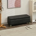 thumbnail image 3 of Foredo Rectangle Ottoman with Storage, Modern Faux Leather Bench with Solid Wood Legs, Ottoman for Living Room, Bedroom and Entryway, Black, 3 of 7