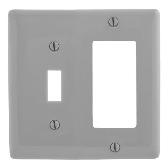 Hubbell 2 Gang Gray Unbreakable GFCI Toggle Switch Decorator Cover Wallplate