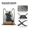 thumbnail image 5 of Drawstring Backpack - Halloween Witch Hat Black Cat Splash Proof Small Drawstring Gym Bag for Women Men, Cinch Sports String Bag Backpack for Travel Swimming Beach, 5 of 8
