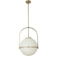 thumbnail image 3 of Dainolite 1 Light Incandescent Pendant, Aged Brass with White Opal Glass, 3 of 3