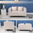 thumbnail image 3 of Hybition Velvet Sofa Modern Loveseat with Button-Tufted & Metal Legs Beige, 3 of 8