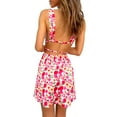 thumbnail image 5 of Argulvti Women Mini Dress Sleeveless V Neck Backless Flower Print Summer Dress, 5 of 7