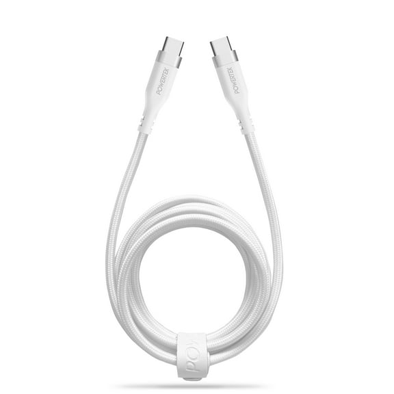 Liquipel Powertek USB C to USB C Fast Charger Cable, 6ft for Galaxy, Note, Tab, MacBook, Premium White