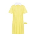 thumbnail image 3 of zdhoor Robe Courte Fille Col Patineuse Tunique Décontractée Mignonne Uniforme Scolaire Enfants Robe de Fête pour l'Été Jaune 6, 3 of 5