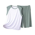 thumbnail image 2 of Delliss Mens Sleeveless Color Block Pajama Sets 2 Piece Sleepwear Summer Lounge Loose Outfits Tanks Shorts Men Pjs, 2 of 3
