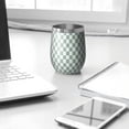 thumbnail image 3 of 12oz Stemless Wine Tumblers Green and White Checkerboard Pattern Vacuum Insulated Stainless Steel Travel Tumbler Cups Mug with Lid and Straw for Champaign,Cocktail,Beer with Cleaning Brush, 3 of 5
