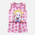 thumbnail image 2 of Myshe Baby Boy Girls Toddler Summer Outfit Short Sleeve T-shirt Elastic Waist Shorts 2 Piece Short Set Summer Outfits For 18-24 Months 2t 3t 4t 5t 6t Summer Outfits kids,Pink,4-5 Years, 2 of 5
