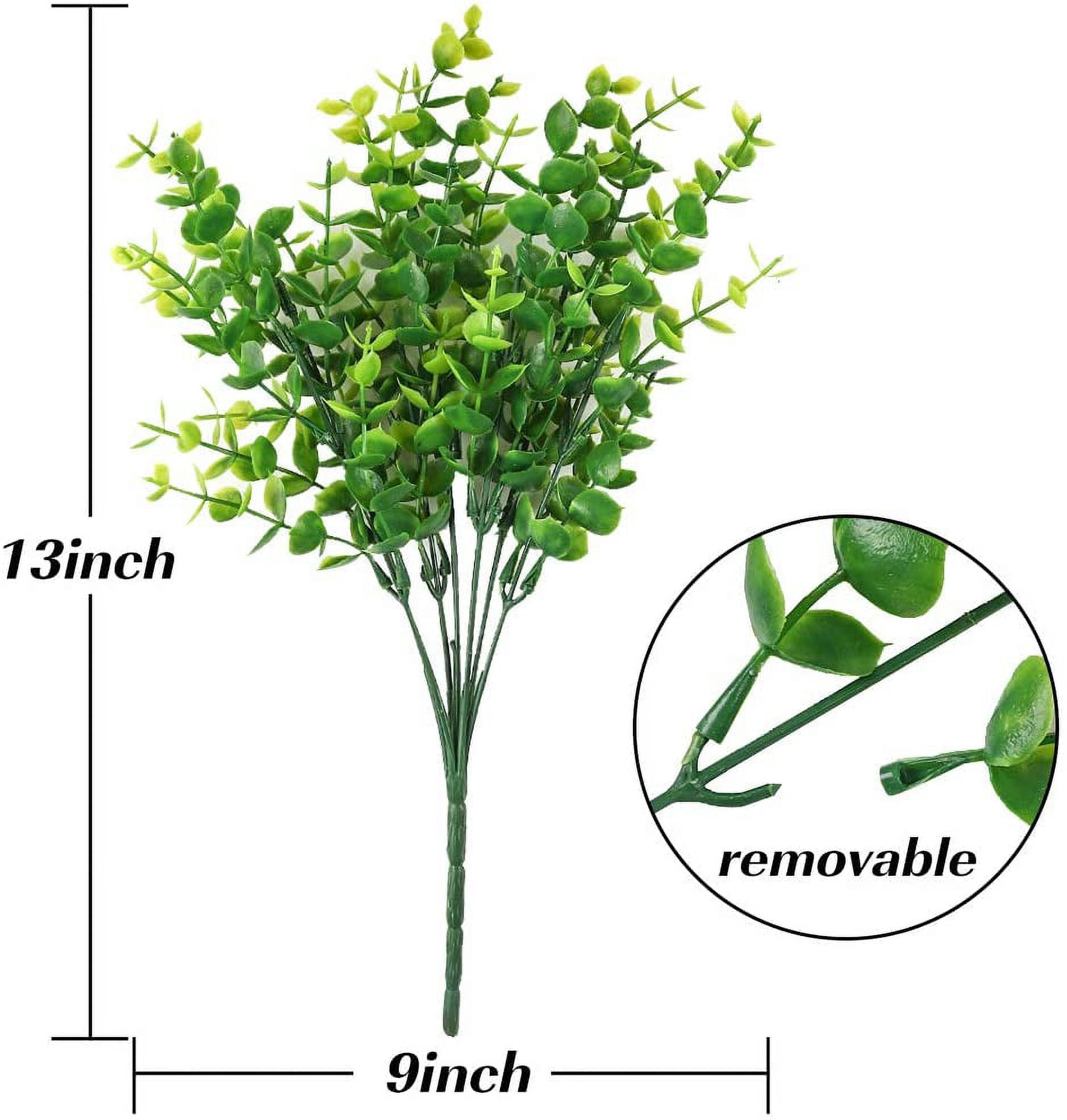 Morttic 12 Bundles Artificial Boxwood Stems Faux Plants Grass UV Resistant Fake Greenery Plastic Shrubs for Indoor Outdoor Window Home Garden Decoration