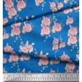 thumbnail image 2 of Soimoi Blue Cotton Duck Fabric Leaves & Rose Floral Printed Craft Fabric by the Yard 44 Inch Wide, 2 of 3