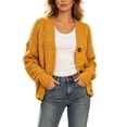 thumbnail image 3 of Tsivenald Cardigan Sweaters for Women Long Sleeve Button Down Chunky Knit Cardigan Sweater Casual Fall Outerwear, (Yellow Size S-XXXL), 3 of 5
