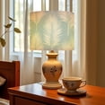 thumbnail image 6 of Coastal Linen Drum Lampshades Palm Coastal Hampton Blue Palm leaves Beach 13"x13"x10" Light Shade for Table Lamps Floor Lamps Drum Lamp Shades Lampshade Replacement Assembly Required, 6 of 8