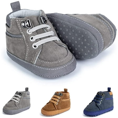 

Toddler Baby Boys Girls High Tops Ankle Sneakers Soft Anti-Slip Sole PU Leather Moccasins Infant Newborn Prewalker First Walking Crib Shoes