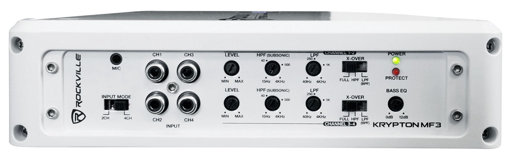 Rockville KRYPTON MF3 1600w Peak 4 Channel Marine Amplifier Boat Amp in White